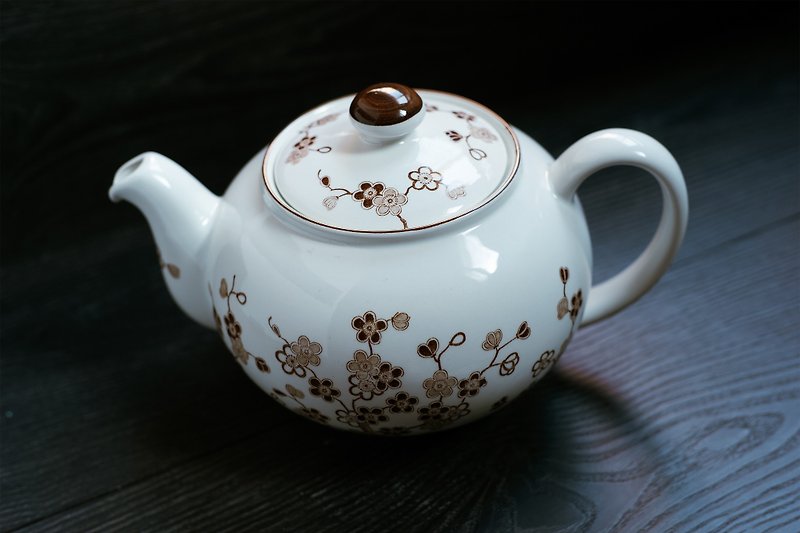 瑞典老件ー梅花木大茶壶 - 咖啡壶/周边 - 瓷 咖啡色