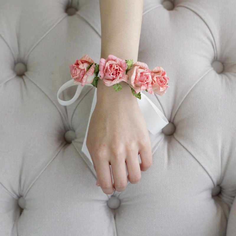 BB304 : Rosie Bridesmaid Bracelet, Peach - 手链/手环 - 纸 橘色