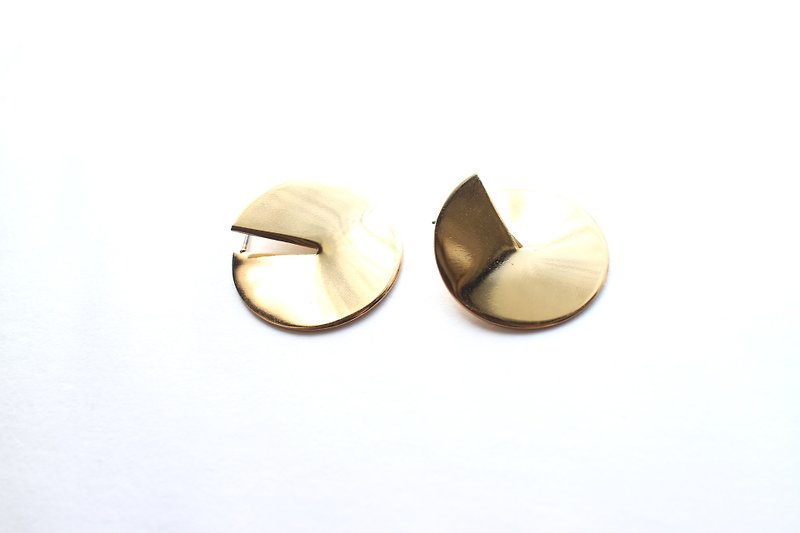 饼干咬一口-黄铜耳环 - 耳环/耳夹 - 铜/黄铜 金色