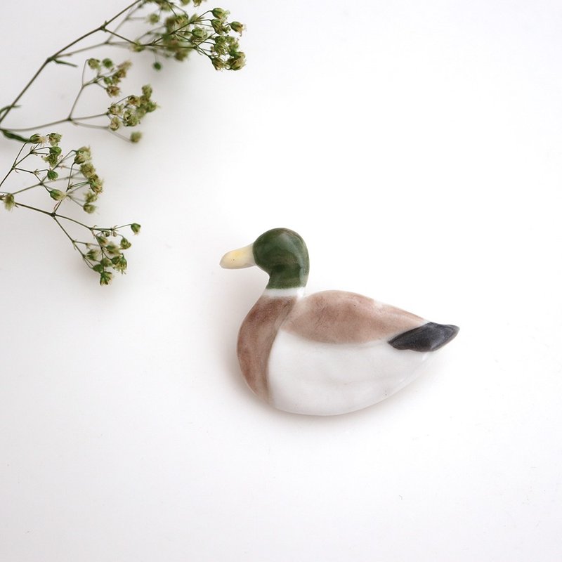 Wild duck brooch - 胸针 - 瓷 绿色