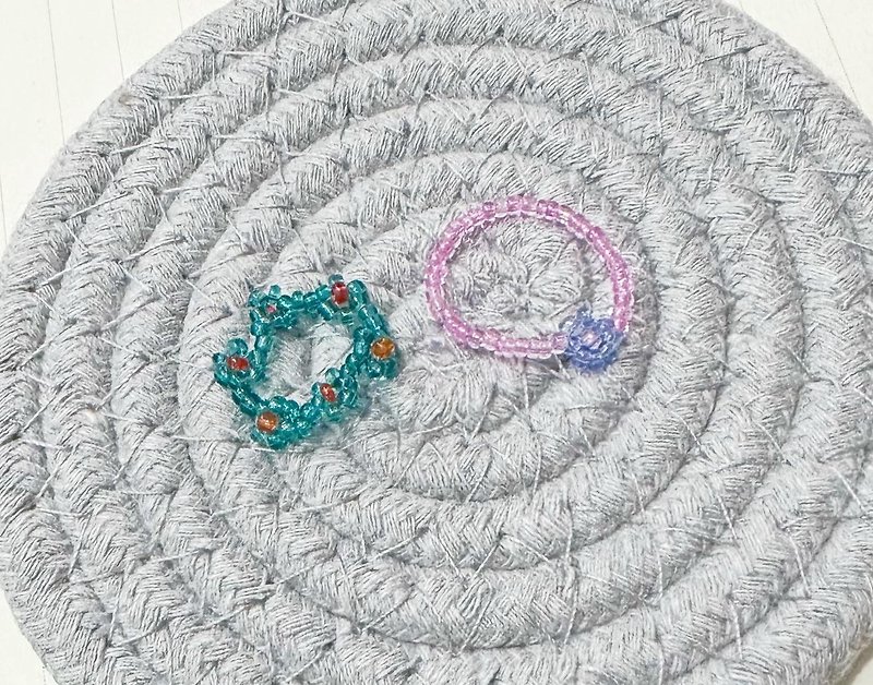 DIY珠珠戒指 - 戒指 - 其他材质 蓝色