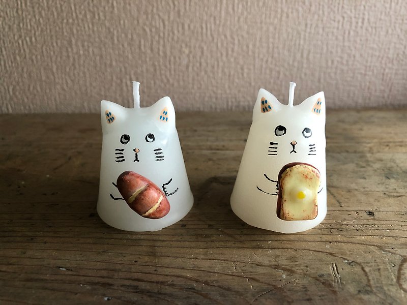 パンと猫 - 蜡烛/烛台 - 蜡 白色