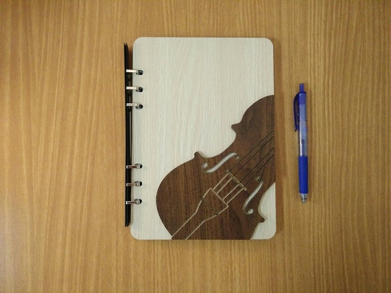 【教师节礼物】A5两片活页6孔笔记本 立体小提琴 礼品 文具 - 笔记本/手帐 - 木头 咖啡色
