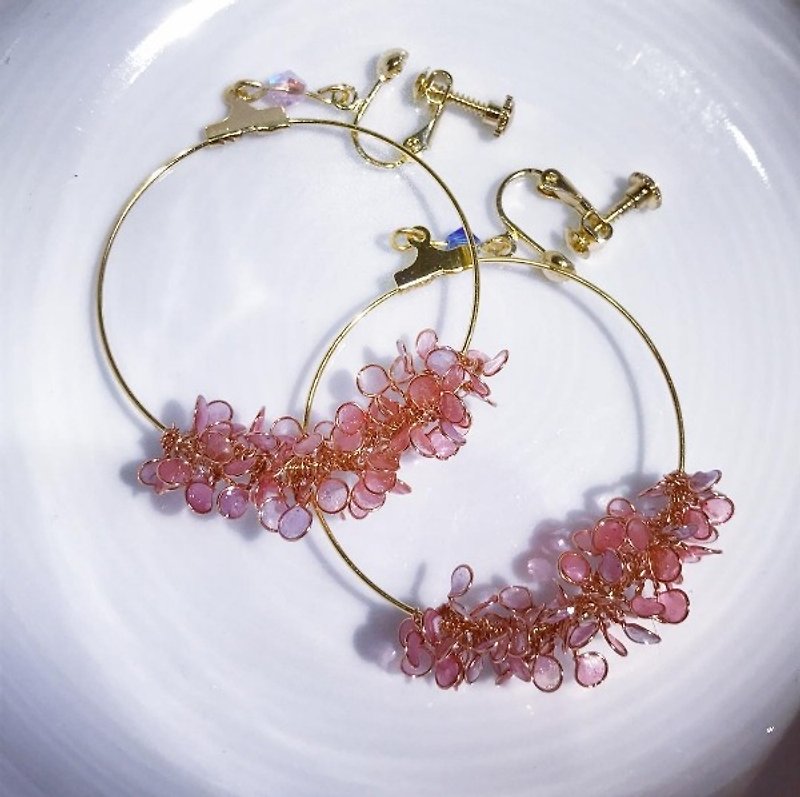 天使的花篮树脂耳环【樱花粉】 - 耳环/耳夹 - 其他材质 粉红色