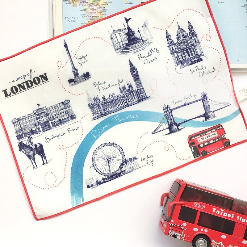 长条加大款/城市系列_英国伦敦 Map of LONDON | 洗脸布 - 脸部清洁/卸妆用品 - 其他材质 粉红色