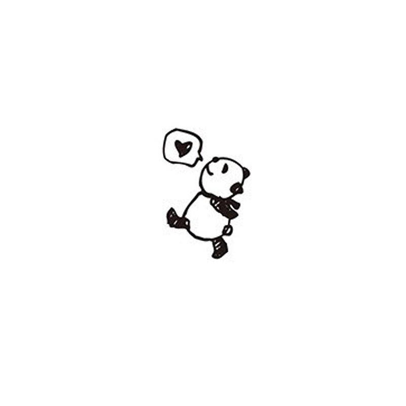 【KODOMO NO KAO】熊猫 木印章 心情好 - 插画/绘画/写字 - 木头 卡其色