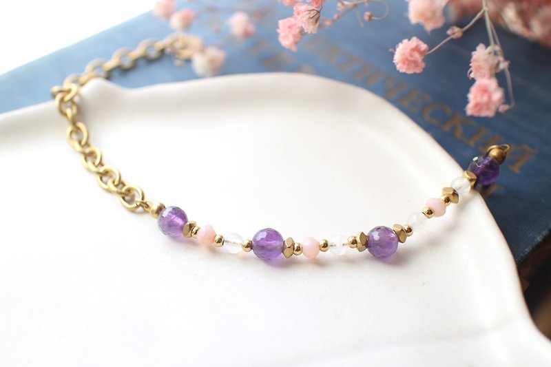 糖果圈圈-紫水晶 月光石 黄铜手环 - 手链/手环 - 其他金属 多色