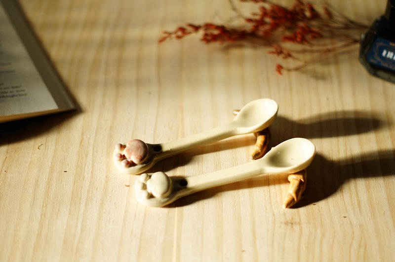 猫掌汤匙 搅拌棒 约12厘米 - 餐刀/叉/匙组合 - 陶 多色