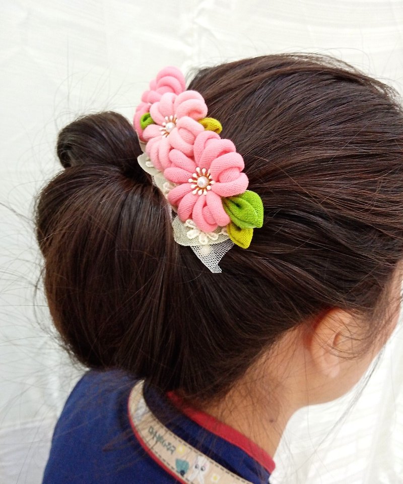 flower hair comb, Flower Floral Hair Combs Bridal Weding accessories for women - 发饰 - 棉．麻 粉红色
