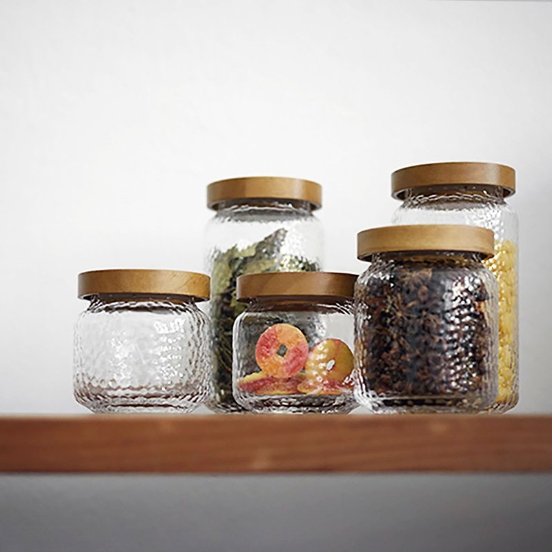 日式 锤纹玻璃密封罐 咖啡豆 干豆收纳糖果罐创意礼物 - 收纳用品 - 玻璃 银色