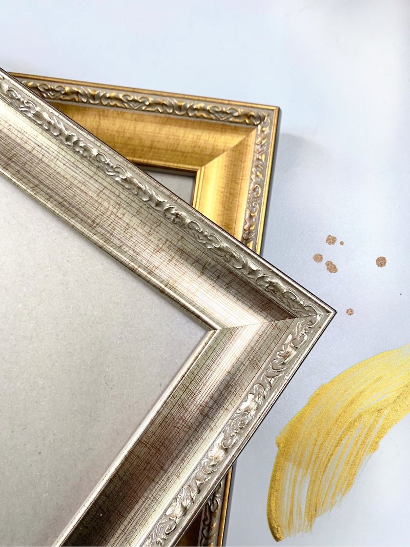 高质感金银色拼图框/画框/海报框/相框 | 花箔金、花箔银 - 画框/相框 - 木头 金色