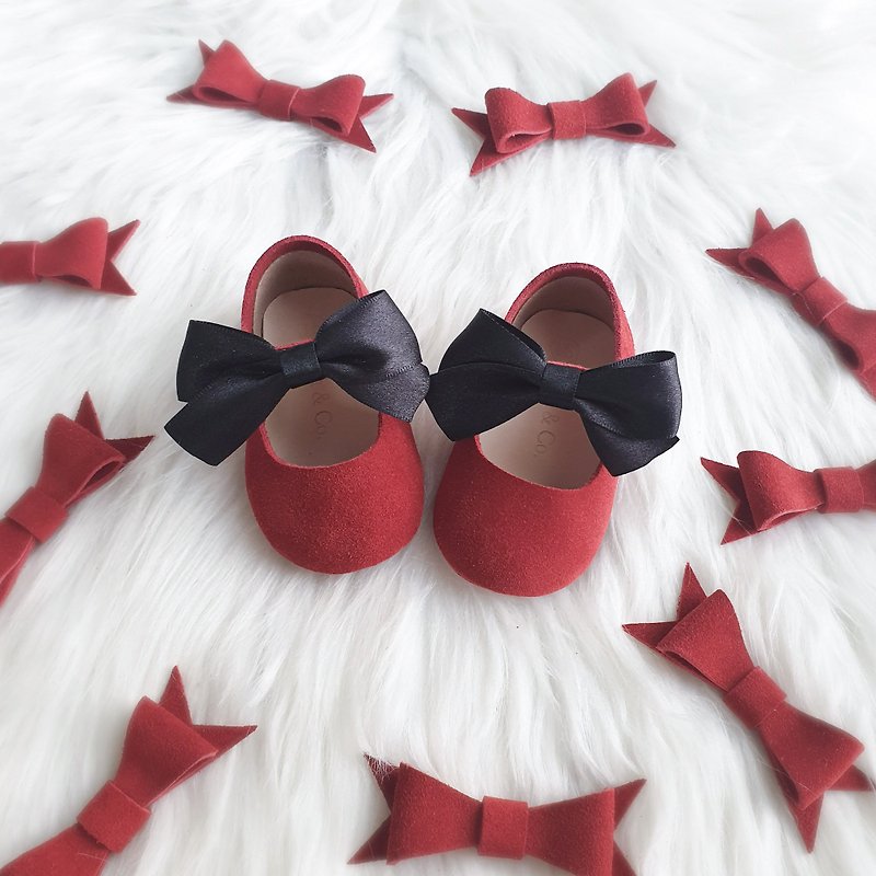 红色婴儿鞋 学步鞋 弥月礼物 满月礼盒 生日礼物 女宝宝 弥月礼盒 - 婴儿鞋 - 真皮 红色