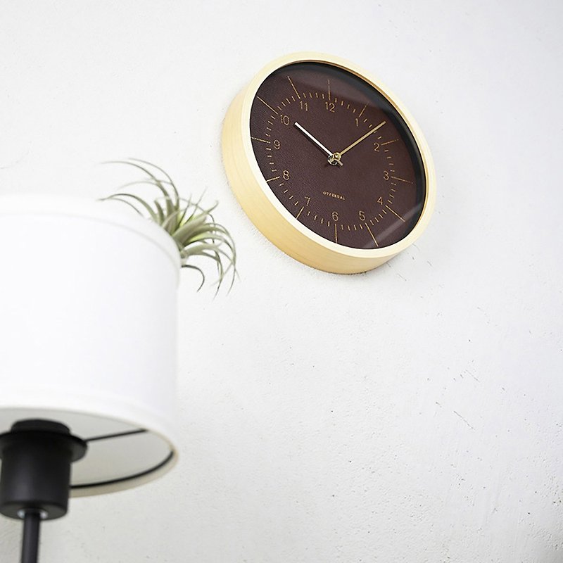 Blindhef- 皮革钟面 静音 挂钟 时钟(棕色) - 时钟/闹钟 - 木头 咖啡色
