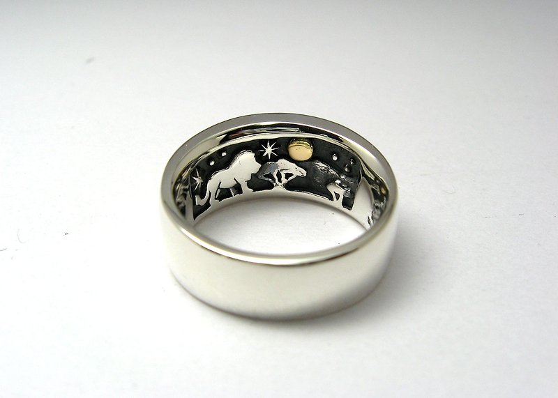 シルバーリング　同じ月を見てた　－ライオン－ - 戒指 - 纯银 银色