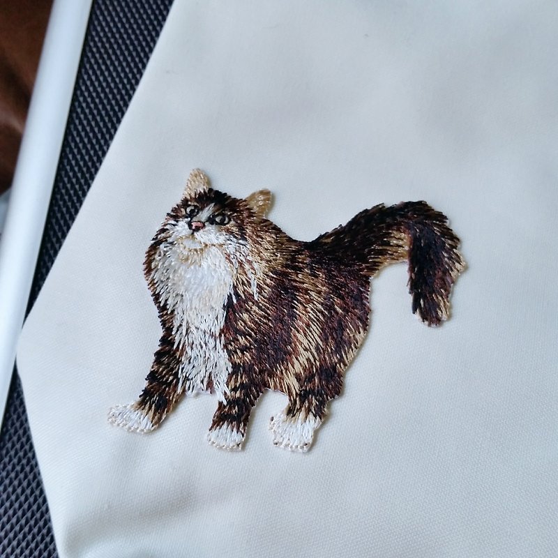 Cat embroidery bag - 白色长毛猫小手挽袋 - 手提包/手提袋 - 其他材质 白色
