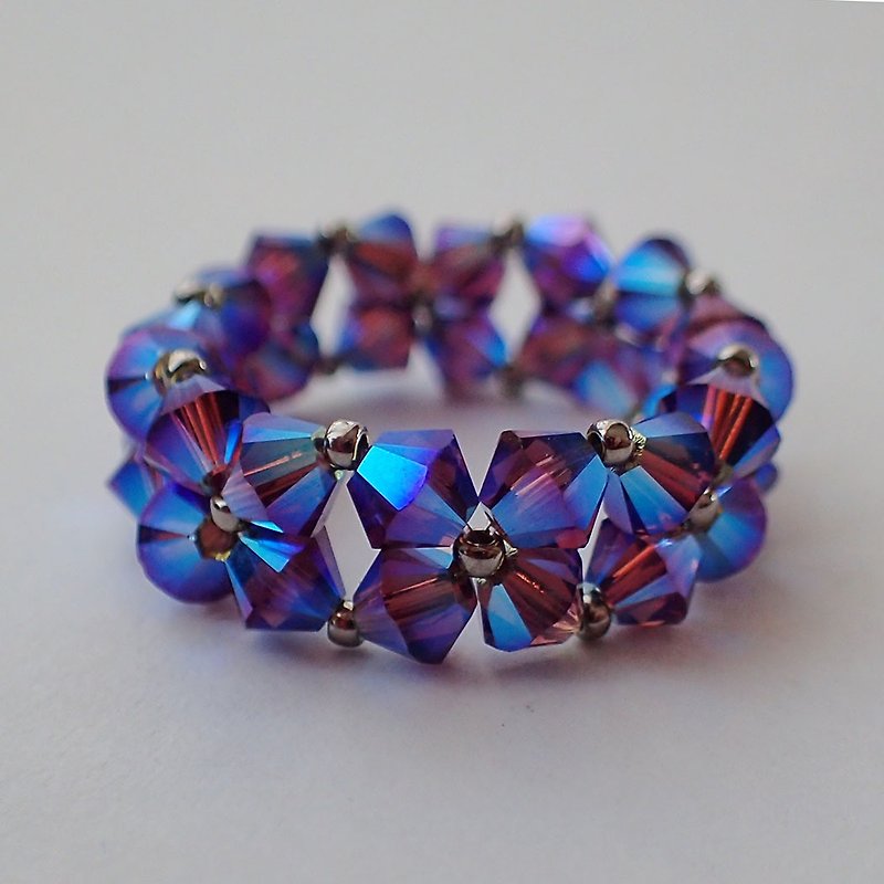 花仙子 花环戒 串珠戒指, 施华洛世奇元素 - 戒指 - 玻璃 紫色