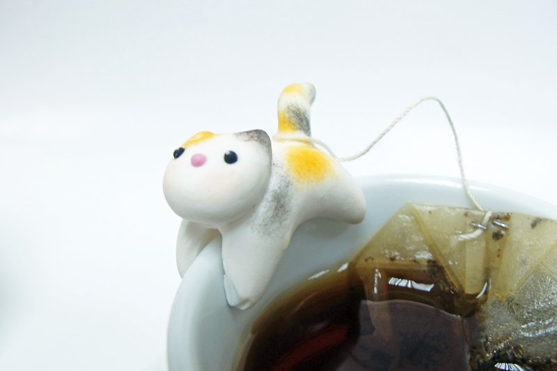 挂杯猫喵茶包架 (C款) - 咖啡杯/马克杯 - 粘土 