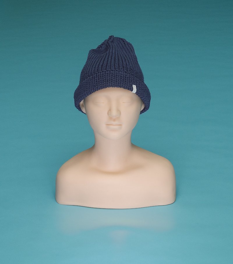 素色 - 藏蓝 OTB014 手工编织毛帽 - 帽子 - 棉．麻 蓝色