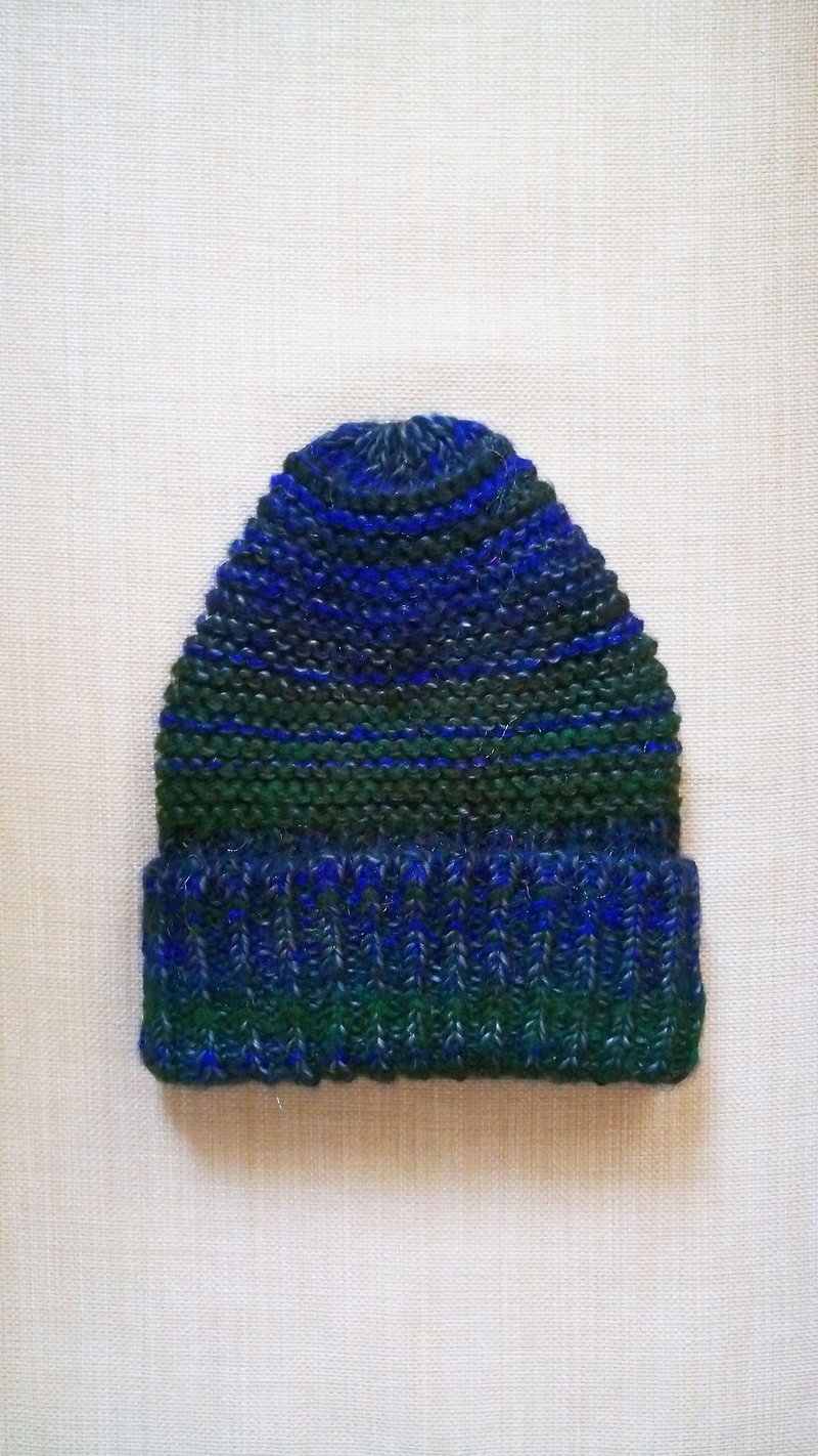 Lan 毛线毛帽子(毛海纱蓝绿) - 帽子 - 聚酯纤维 蓝色