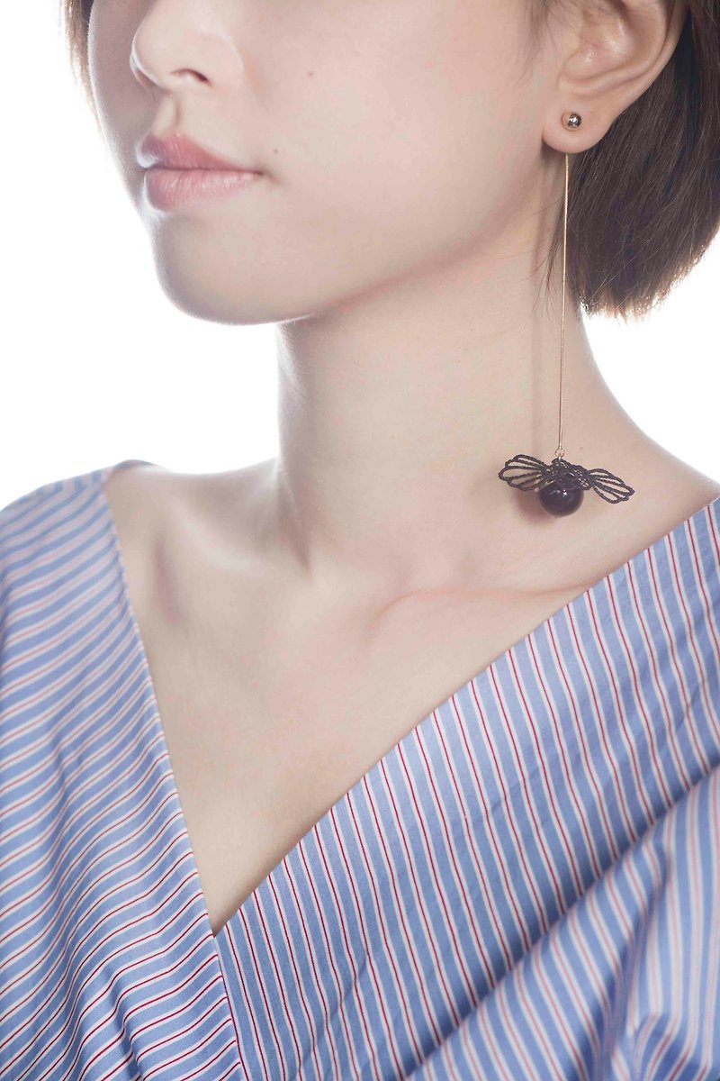 Lace –蕾丝贝母珠耳环 - 耳环/耳夹 - 其他材质 多色