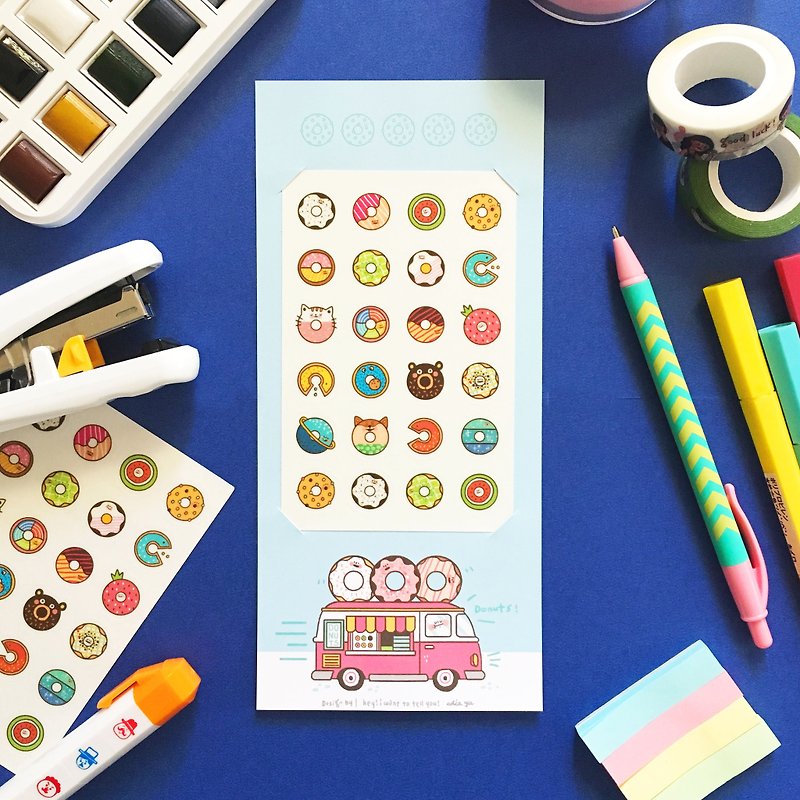甜甜圈摊车 / 透明贴纸 - 贴纸 - 纸 多色