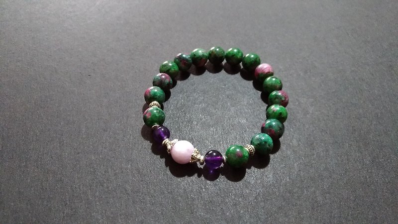 (定制化礼物)清朝宫风红绿宝+紫锂辉+ - 手链/手环 - 水晶 绿色