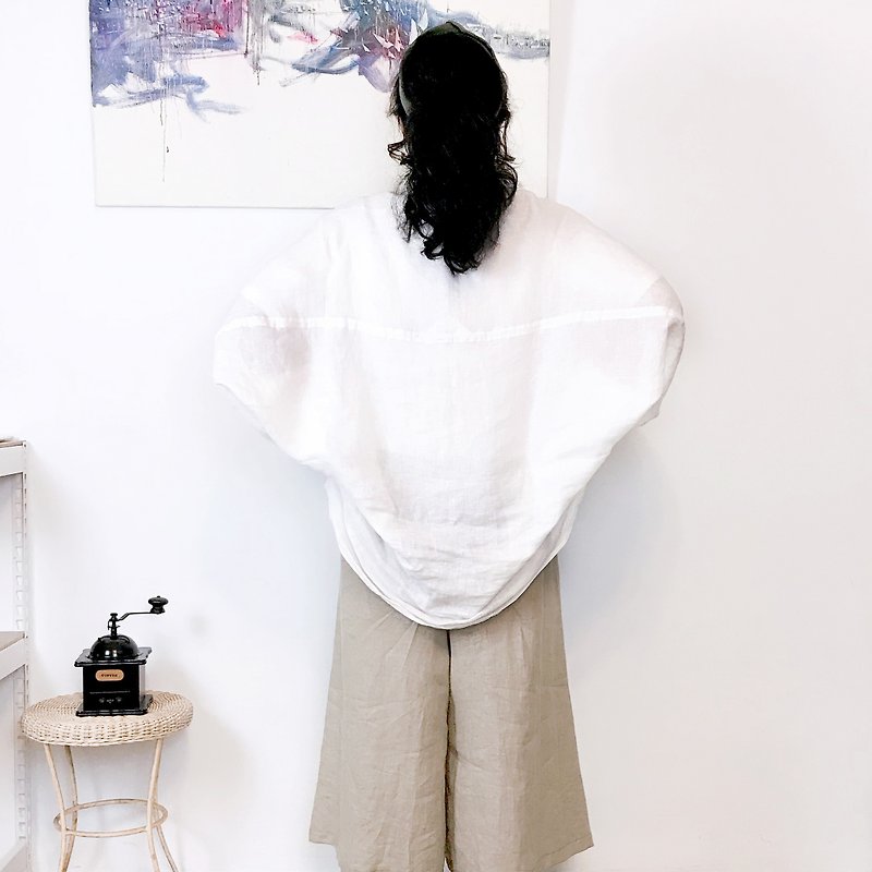 【 罩衫 01】飞鼠袖罩衫/两种穿法/45色 - 女装休闲/机能外套 - 棉．麻 白色