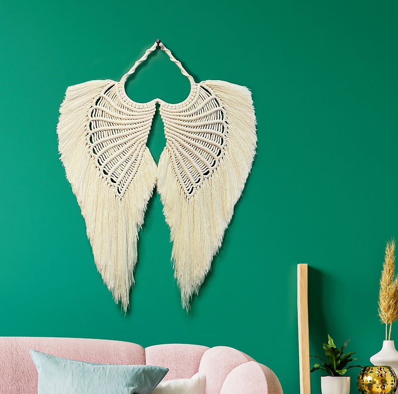 翼-- Macrame 编织壁饰 / 礼物 / 家饰 / 空间装饰 - 墙贴/壁贴 - 棉．麻 白色