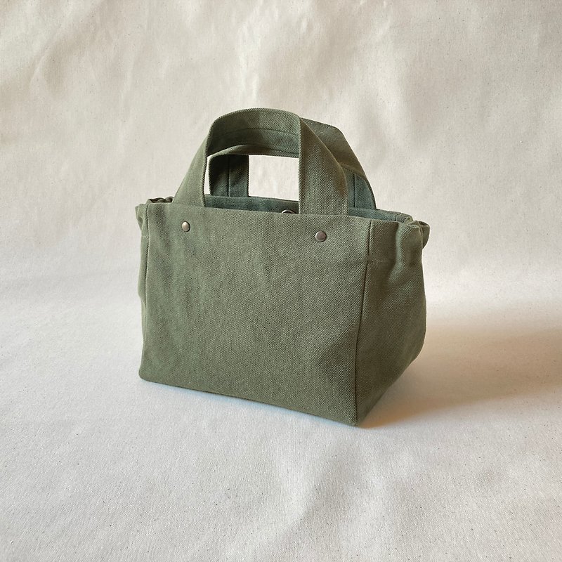 ギャザートート　Mini　カーキ　グリーン　８号帆布　ミニトート - 手提包/手提袋 - 棉．麻 绿色