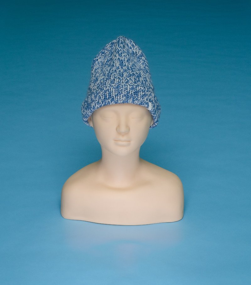 重磅 - 蓝白 HV04 手工编织毛帽 - 帽子 - 羊毛 蓝色
