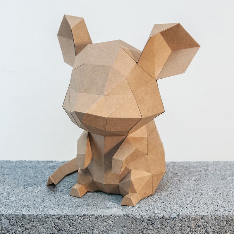 问创设计DIY手作3D纸模型 礼物 摆饰小动物系列 -机灵大耳鼠 - 玩偶/公仔 - 纸 卡其色