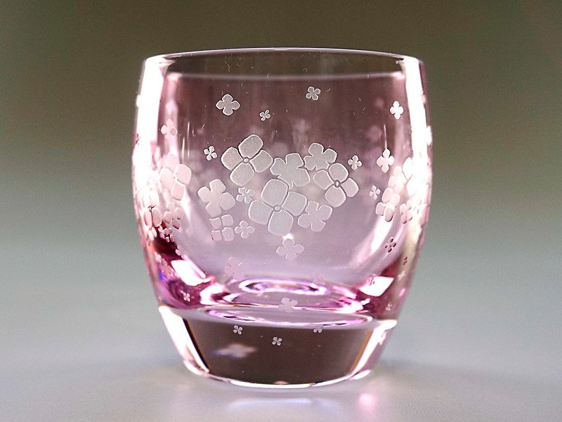 紫陽花のお猪口【薄紅】 - 酒杯/酒器 - 玻璃 粉红色