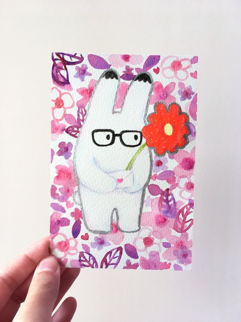 小兔情人手绘原画插画卡片 明信片 - 卡片/明信片 - 纸 紫色