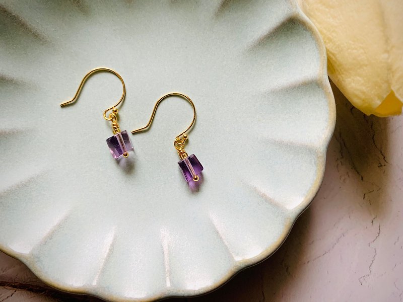 方润晶莹 紫水晶 黄水晶 耳勾 耳环 - 耳环/耳夹 - 水晶 紫色