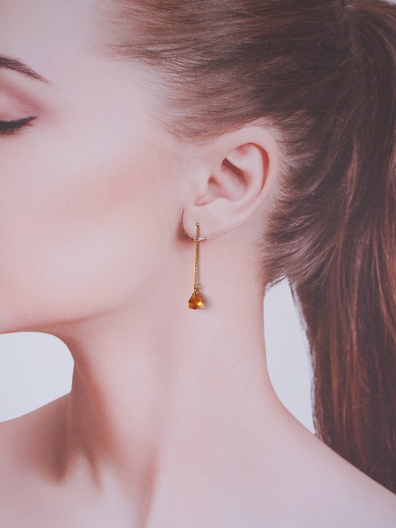 1点もの　Orange Natural Stone earrings　ピアス - 耳环/耳夹 - 石头 橘色