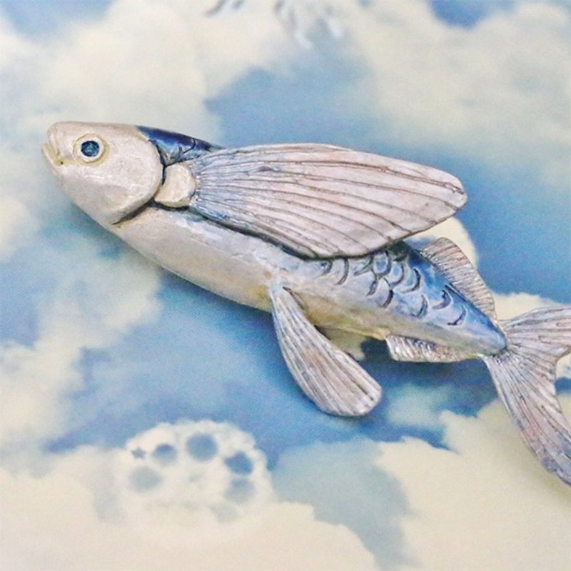 Flying Fish ハマトビウオ/ピンブローチ　PB076 - 胸针 - 其他金属 蓝色