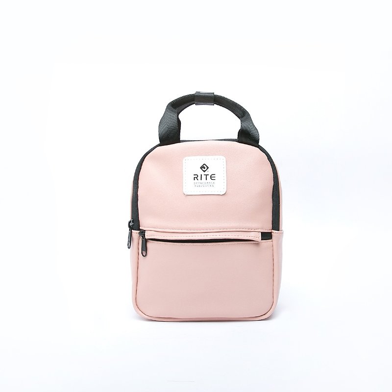 【RITE】乐游系列 -两用迷你后背包-皮革粉红 - 后背包/双肩包 - 防水材质 粉红色