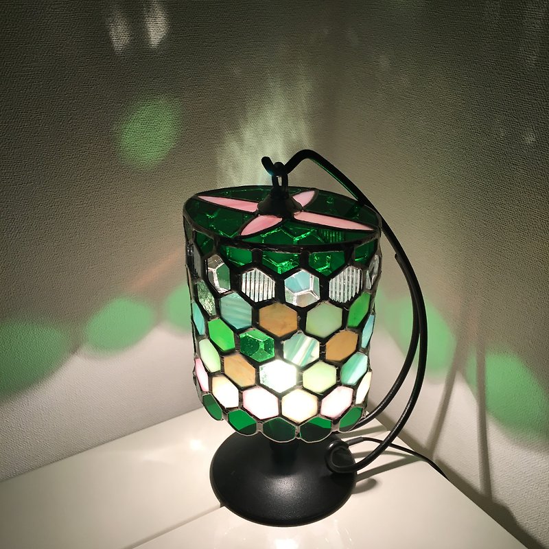 テーブルランプ ジュエルナイト グリーン&ピンク ガラス Bay View - 灯具/灯饰 - 玻璃 绿色