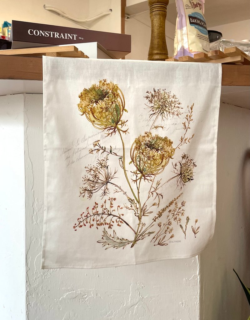 Tea towel/ wild flower 茶巾二入 独立印花 - 餐垫/桌巾 - 棉．麻 