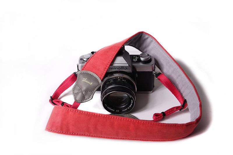 【孤品】樱桃绒4.0减压相机背带 - 相机 - 棉．麻 红色