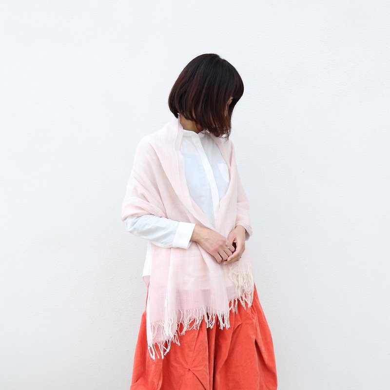 ボタニカルストール・サクラ - 丝巾 - 棉．麻 粉红色