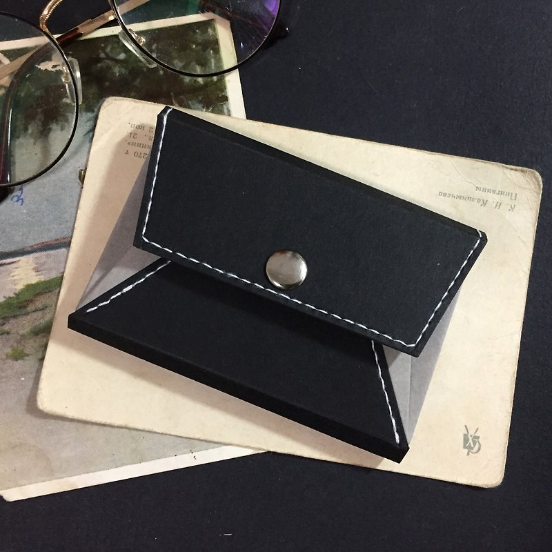名片夹、零钱包 - 可水洗牛皮纸 、皮革纸 - 皮夹/钱包 - 纸 黑色