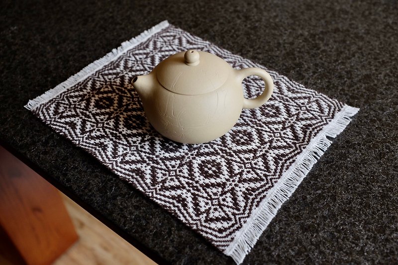 手织布 纯棉羊毛花纹杯垫 桌垫 小茶席 - 餐垫/桌巾 - 棉．麻 多色