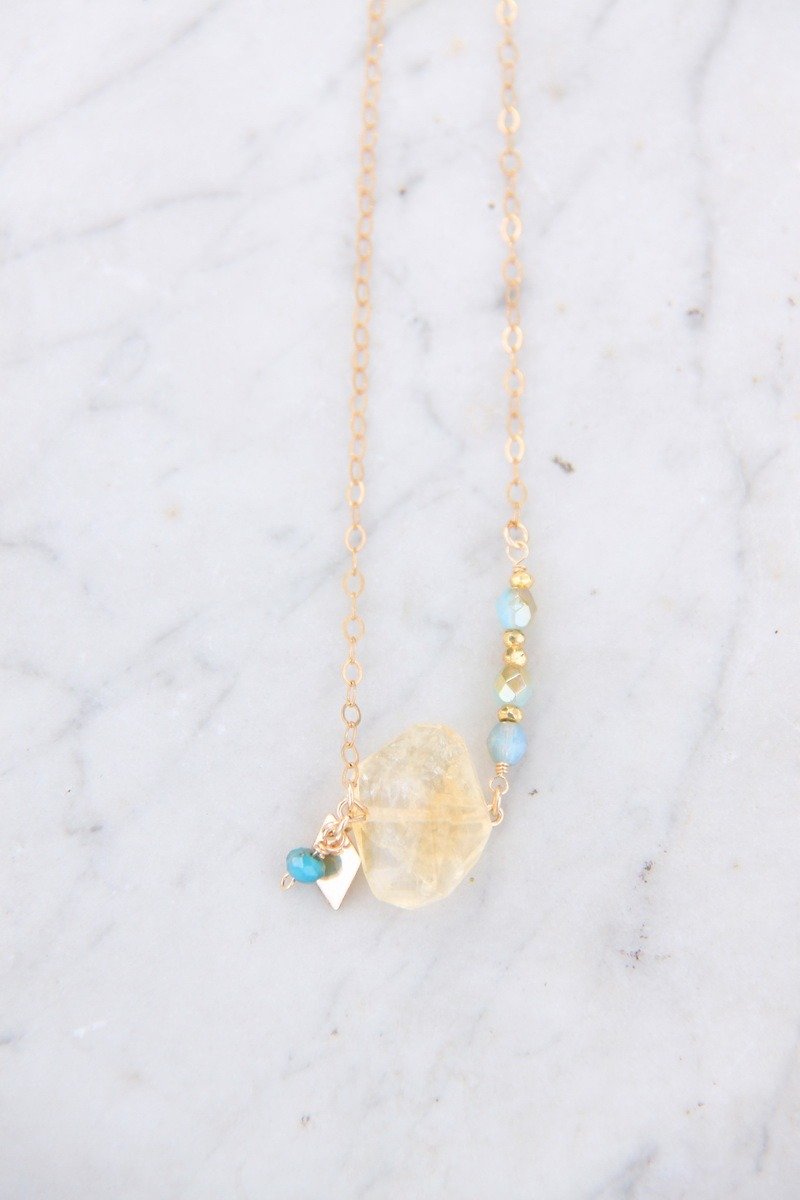 黄水晶14K包金项链 / Citrine quartz 14KGF necklace - 项链 - 宝石 金色