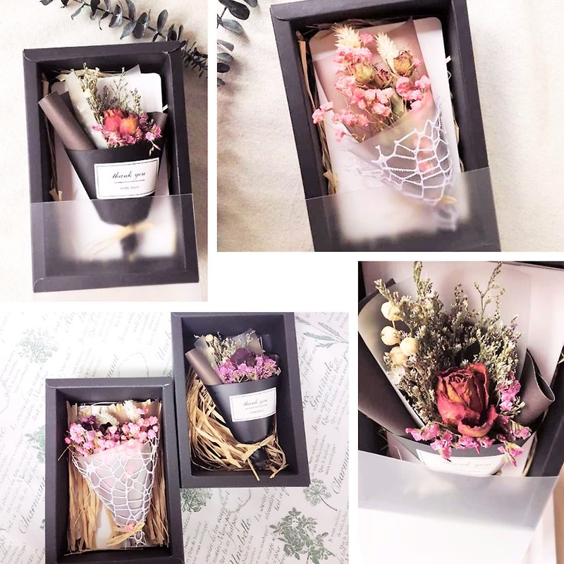 送礼专用浪漫礼盒 - 干燥花束+卡片+大礼盒 - 干燥花/捧花 - 纸 多色