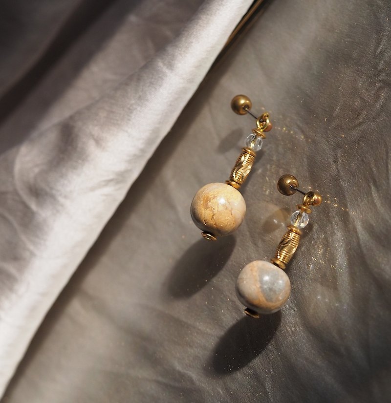 石纹土星 黄铜耳环 - 耳环/耳夹 - 其他金属 金色