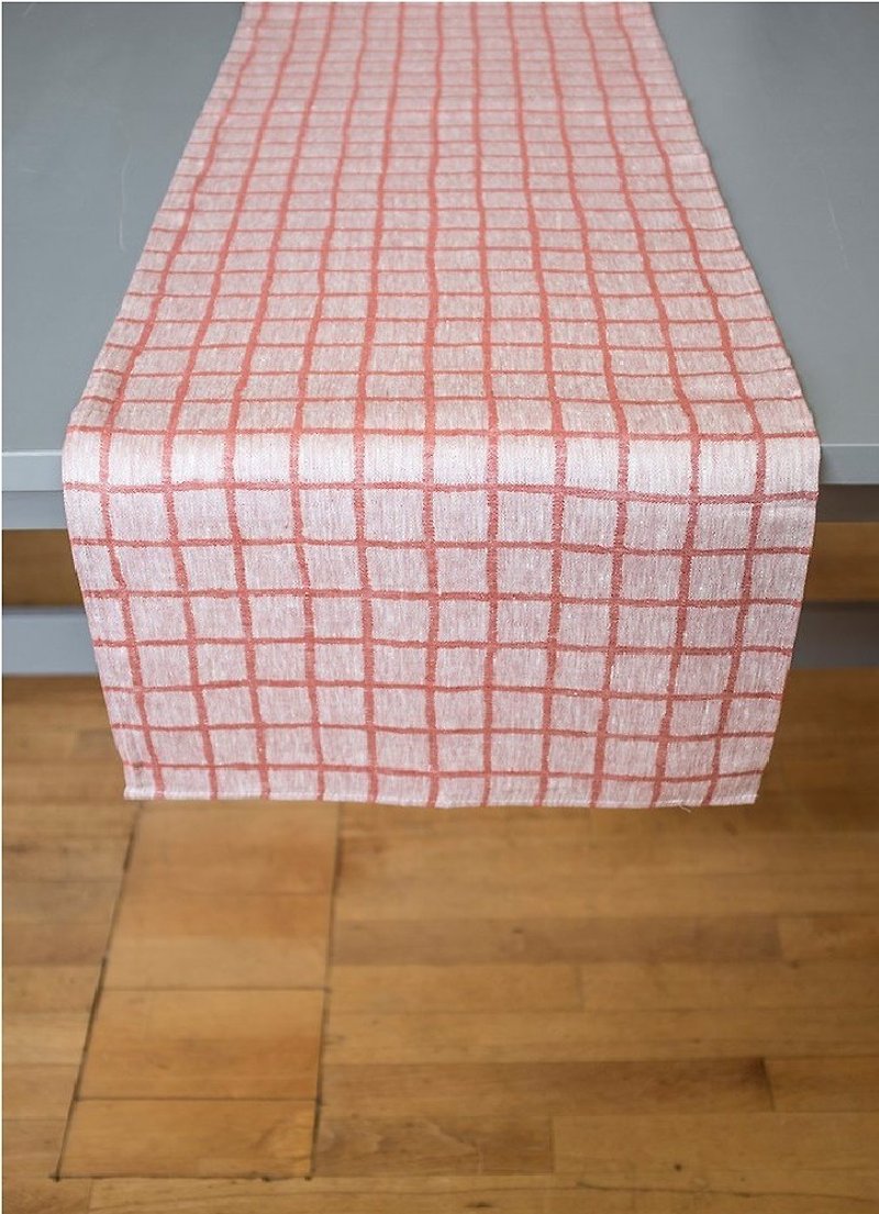 北欧风设计师款 – 格子桌旗, 红色 Rutig Table Runner, Red - 餐垫/桌巾 - 棉．麻 红色