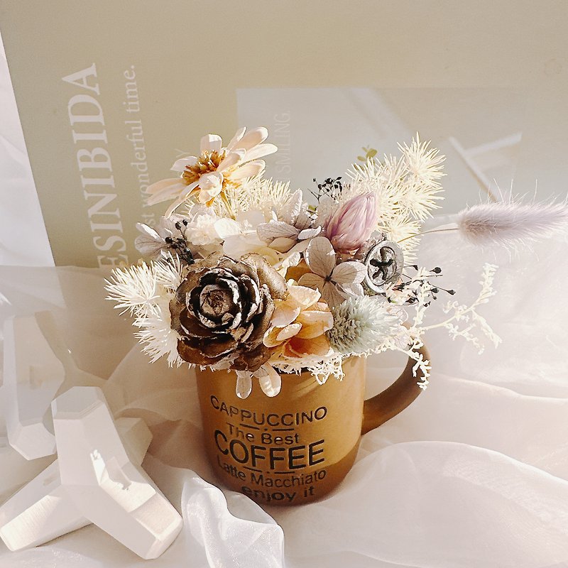 CAFE LATTE干燥盆花 康乃馨 干燥花 永生花 送礼 生日 婚礼 定制 - 干燥花/捧花 - 植物．花 咖啡色