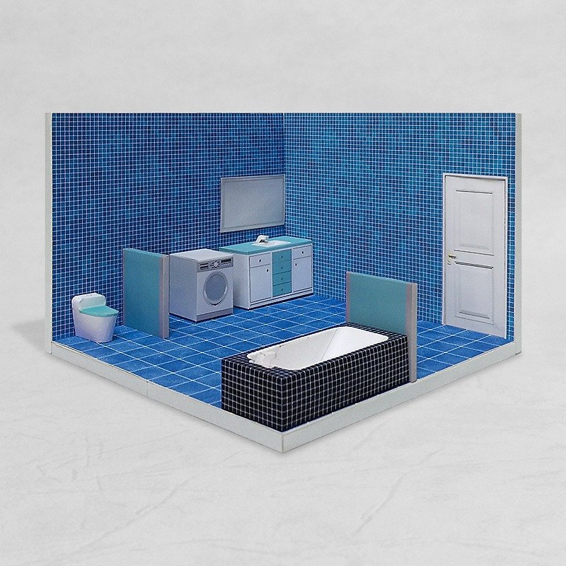 场景袖珍屋 - Bathroom #001 - DIY 纸模型 - 木工/竹艺/纸艺 - 纸 蓝色