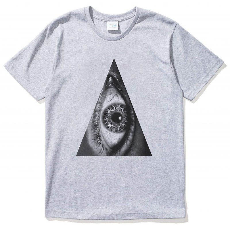 Triangle Eye 短袖T恤 灰色 三角 眼 几何 设计 自创 品牌 时髦 圆 光明 正义 - 男装上衣/T 恤 - 棉．麻 银色